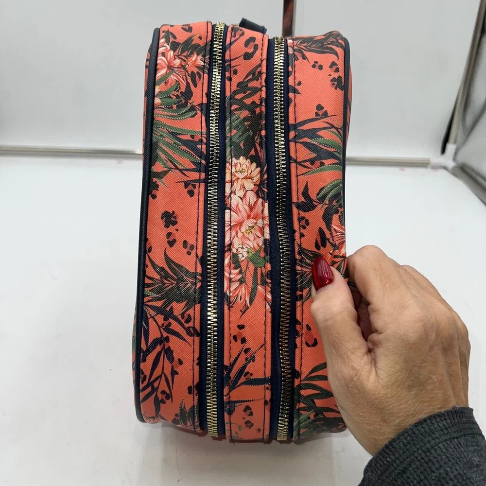 Nicole Miller New York Cosmetic Travel Bag Tropical Floral Print Makeup Pouch